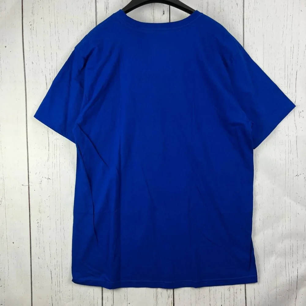 Kansas Jayhawks Basketball NCAA Large Adidas‎ Casual T-Shirt Blue New Men Cotton
